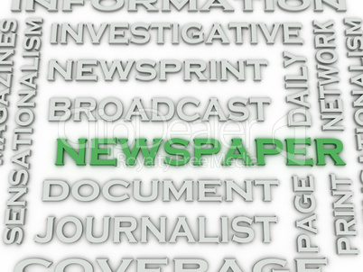 3d image Newspaper  issues concept word cloud background