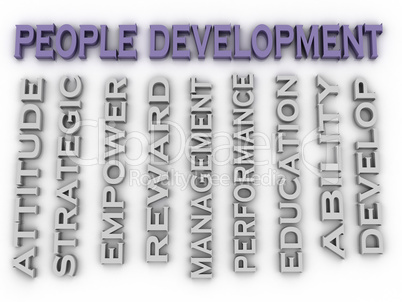 3d image People development   issues concept word cloud backgrou