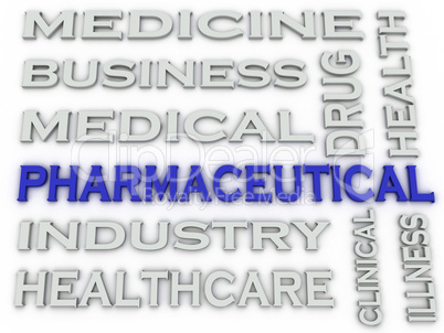 3d image Pharmaceutical industry  issues concept word cloud back