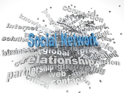 3d image social network   issues concept word cloud background