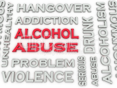 3d image Alcohol abuse  issues concept word cloud background