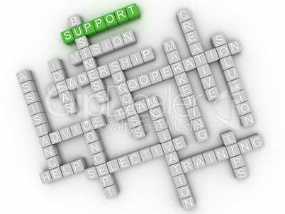 3d image Support  issues concept word cloud background