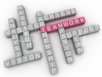 3d image Teamwork  issues concept word cloud background