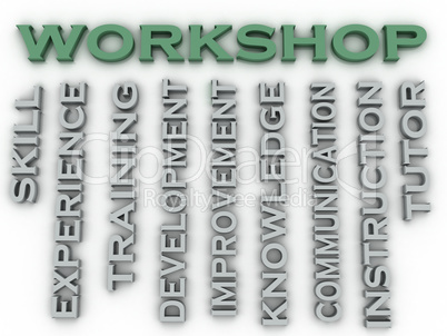 3d image Workshop  issues concept word cloud background