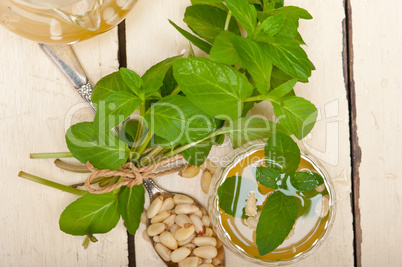 Arab traditional mint and pine nuts tea