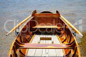 View of a wooden rowboat