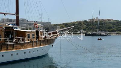 The sail yacht is in harbour, Sliema, Malta