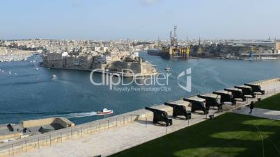 The panning of Birgu and yacht marina, Birgu, Malta