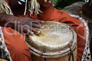 African djembe drummer in action