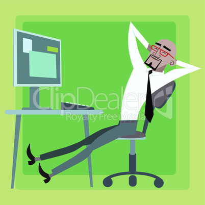 African businessman resting at the computer office
