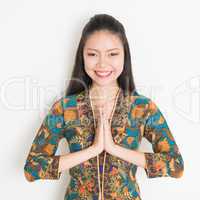 Asian girl greeting