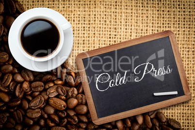 Composite image of white cup of coffee