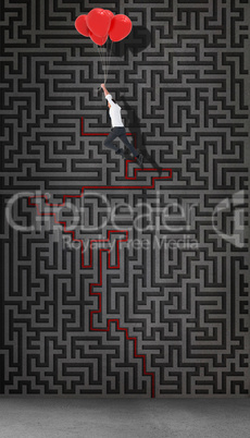 Composite image of businessman flying with balloon Composite image of businessman flying with balloon