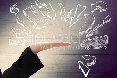 Composite image of hand presenting