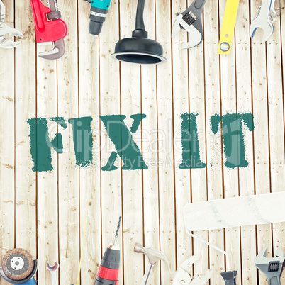 Fix it against tools on wooden background