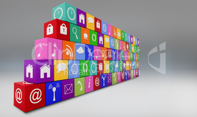 Composite image of wall of apps