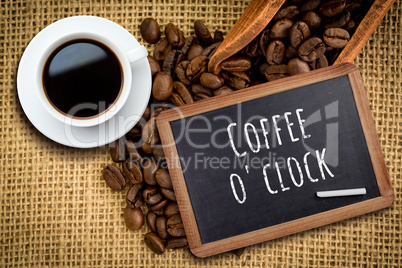 Composite image of white cup of coffee