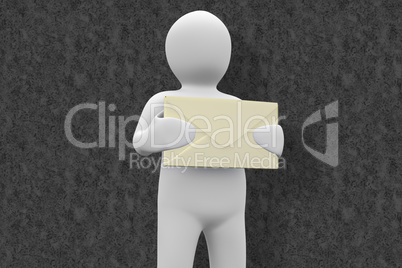 Composite image of white character holding message