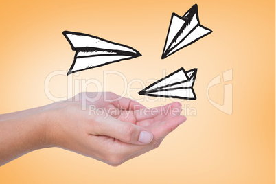 Composite image of hands presenting