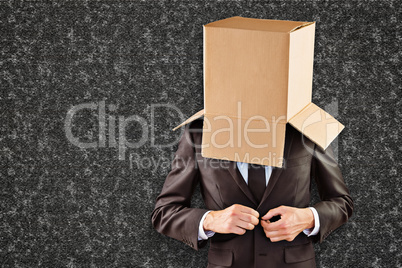 Composite image of anonymous businessman buttoning his jacket