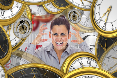 Composite image of frustrated businesswoman shouting Composite image of frustrated businesswoman shouting