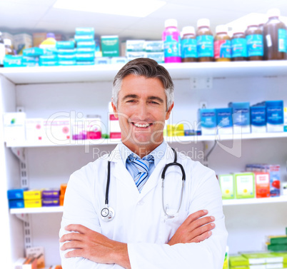 Composite image of happy doctor smiling at camera