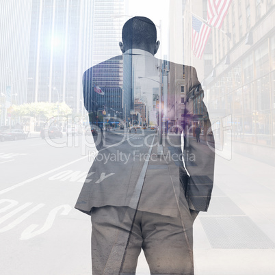 Composite image of thinking businessman