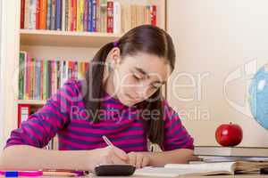Schoolgirl doing her homework