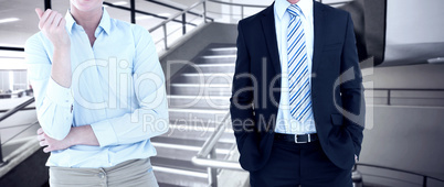 Composite image of smiling businesswoman looking at camera