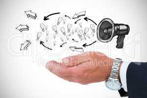 Composite image of businessman in suit offering handshake