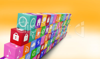 Composite image of wall of apps