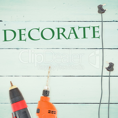 Decorate  against tools on wooden background