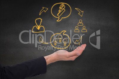 Composite image of close up of businessman with empty hand open