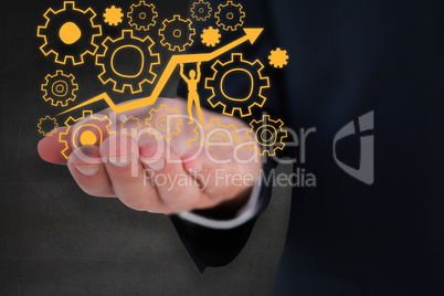 Composite image of mid section of a businessman with hands out