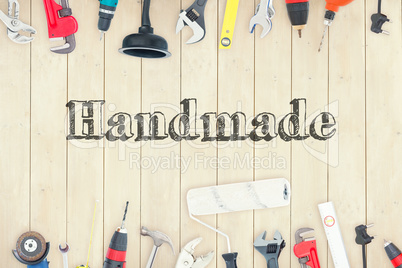 Handmade against diy tools on wooden background