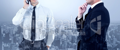 Composite image of elegant businessman in suit posing