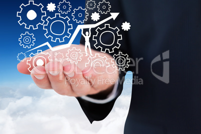 Composite image of mid section of a businessman with hands out