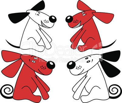 Red and white amusing dogs
