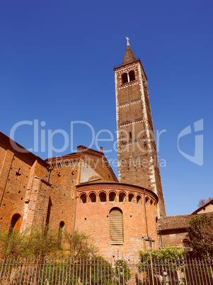 Retro look Sant Eustorgio church Milan