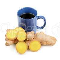 Ginger tea isolated on a white background
