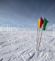 Flags on the background of winter sky