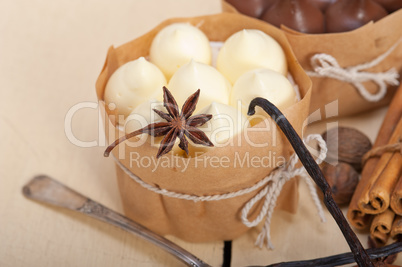 chocolate vanilla and spices cream cake dessert