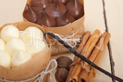 chocolate vanilla and spices cream cake dessert