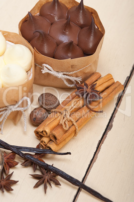 chocolate vanilla and spices cream cake dessert