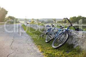 bicycles near the river