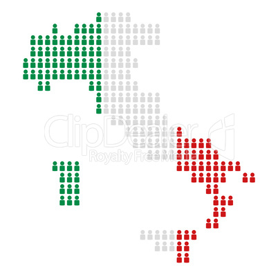 Landkarte Italien von aus Icons in Landesfarben