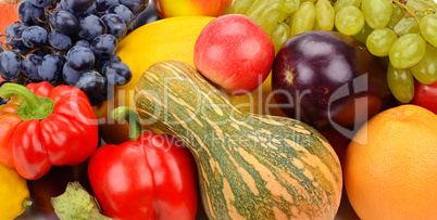 bright background of fruits and vegetables