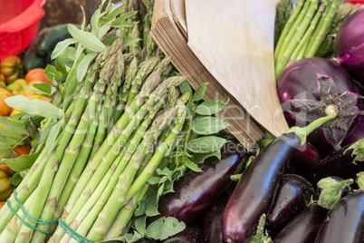 eggplant and green asparagus