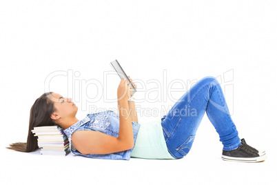 teenager girl reading book