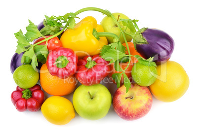 vegetables and fruits isolated on white background